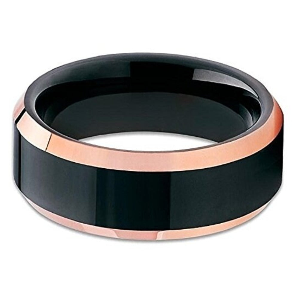 8mm Black Tungsten Ring Rose Gold Tungsten Tungsten Carbide Ring Shiny Image 2