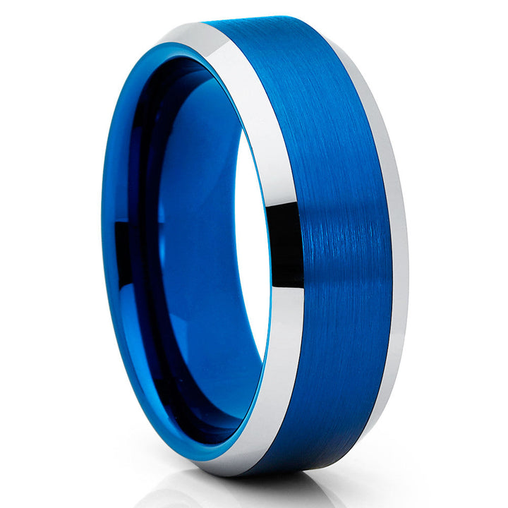 8mm Blue Tungsten Ring Blue Wedding Ring Tungsten Carbide Ring Image 4