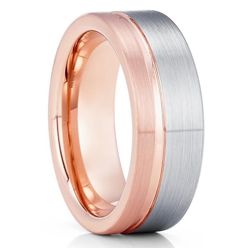 Rose Gold Tungsten Wedding Ring 8mm Comfort Fit Anniversary Ring Sizes 7-15 Image 4