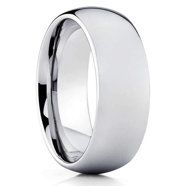 Silver Tungsten Carbide Engagement Ring 8mm Comfort Fit Anniversary Ring Sizes 7-15 Image 4