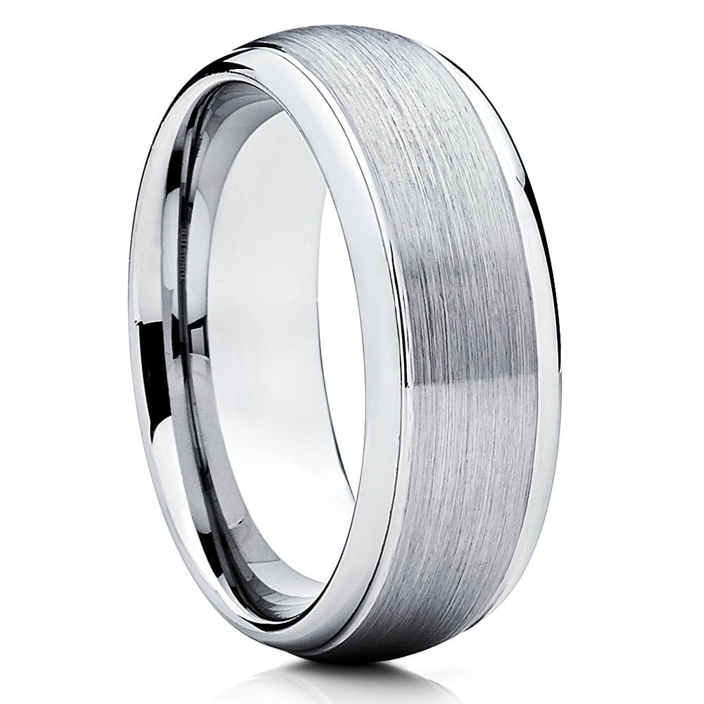 8mm Silver Tungsten Carbide Wedding Ring Scratch Resistant Comfort Fit Cobalt Free Image 4