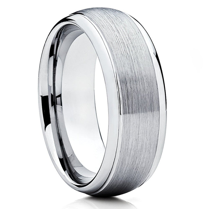 8mm Silver Tungsten Carbide Wedding Ring Scratch Resistant Comfort Fit Cobalt Free Image 4