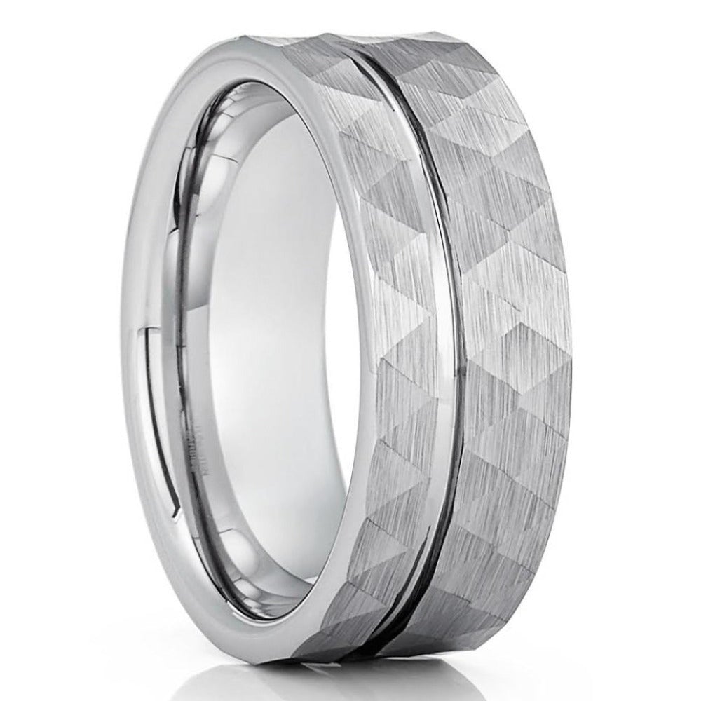 8mm Silver Tungsten Carbide Wedding Ring Comfort Fit Anniversary Engagement Band Image 4