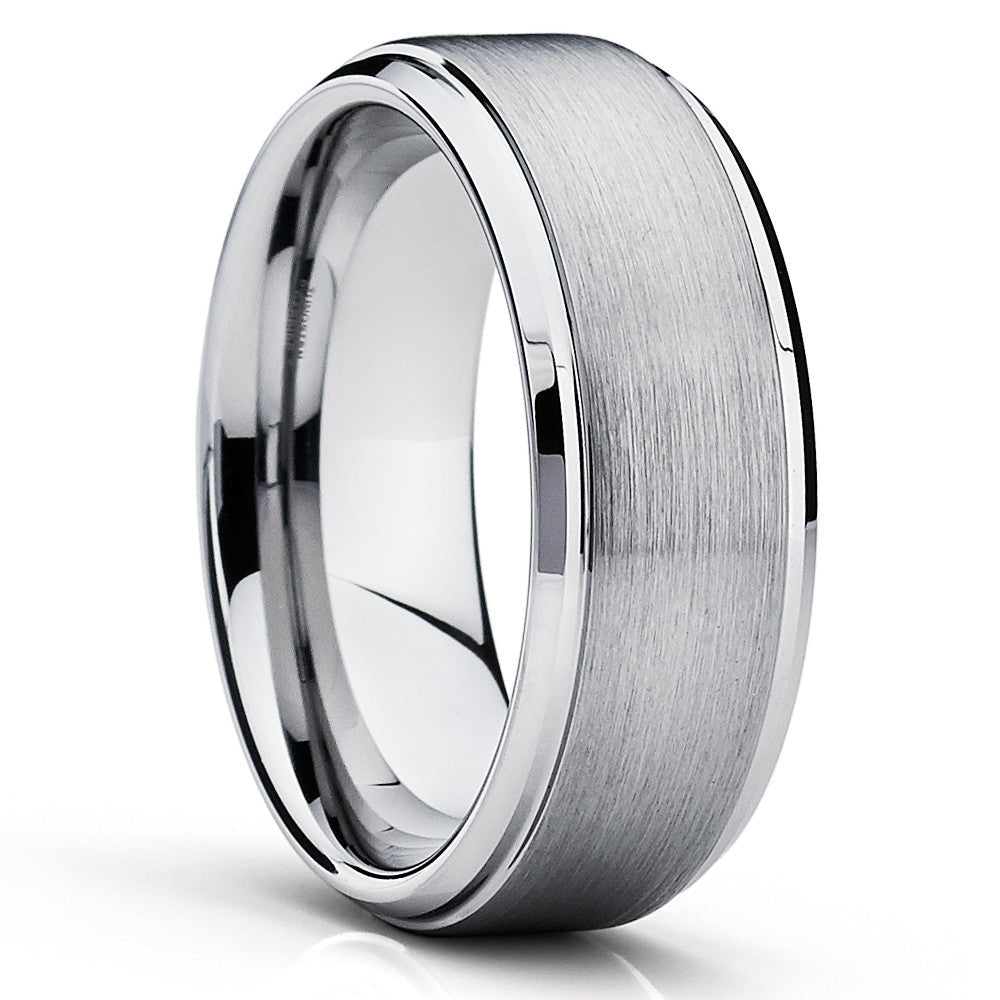 8mm Tungsten Wedding Ring Silver Wedding Ring Tungsten Wedding Ring Anniversary Ring Image 4