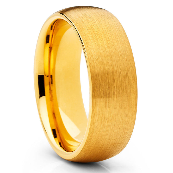 8mm Tungsten Wedding Ring Yellow Gold Wedding Ring Anniversary Ring Image 4