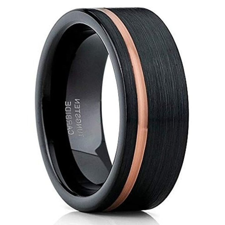 8mm Wedding Ring Black Tungsten Ring Engagement RingRose Gold Ring Image 1