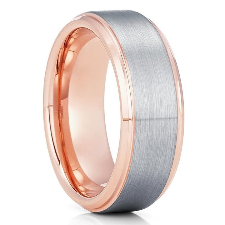 8mm Wedding Ring Rose Gold Tungsten Ring Engagement Ring Silver Ring Image 4
