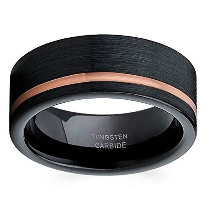 8mm Wedding Ring Black Tungsten Ring Engagement RingRose Gold Ring Image 2
