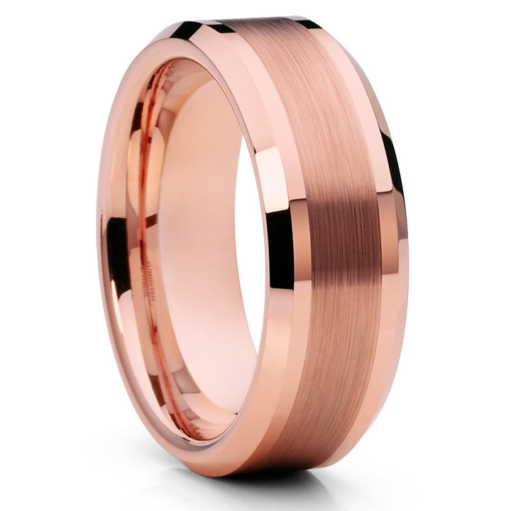 8mm Wedding Ring Rose Gold Tungsten Rings Engagement Ring Mans Ring Image 4