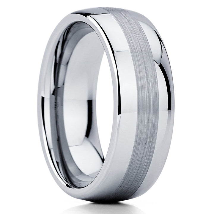 8mm Wedding Ring Silver Tungsten Ring Tungsten Carbide Rin Engagement Ring Image 4