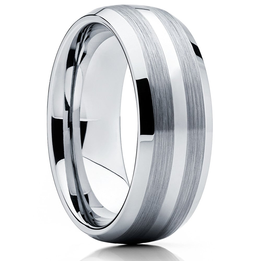 8mm Wedding Ring Tungsten Wedding Ring Silver Tungsten Ring Mans Image 4