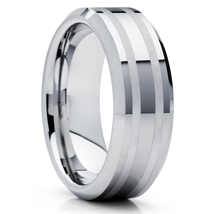 8mm Wedding Ring Tungsten Wedding Ring Silver Wedding Ring Engagement Image 4
