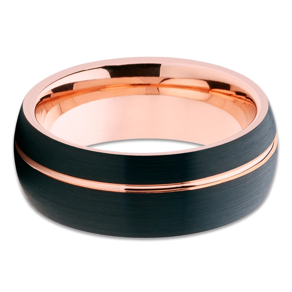 8mmm Rose Gold Wedding Ring Black Wedding Ring Tungsten Carbide Ring,Engagement Image 2