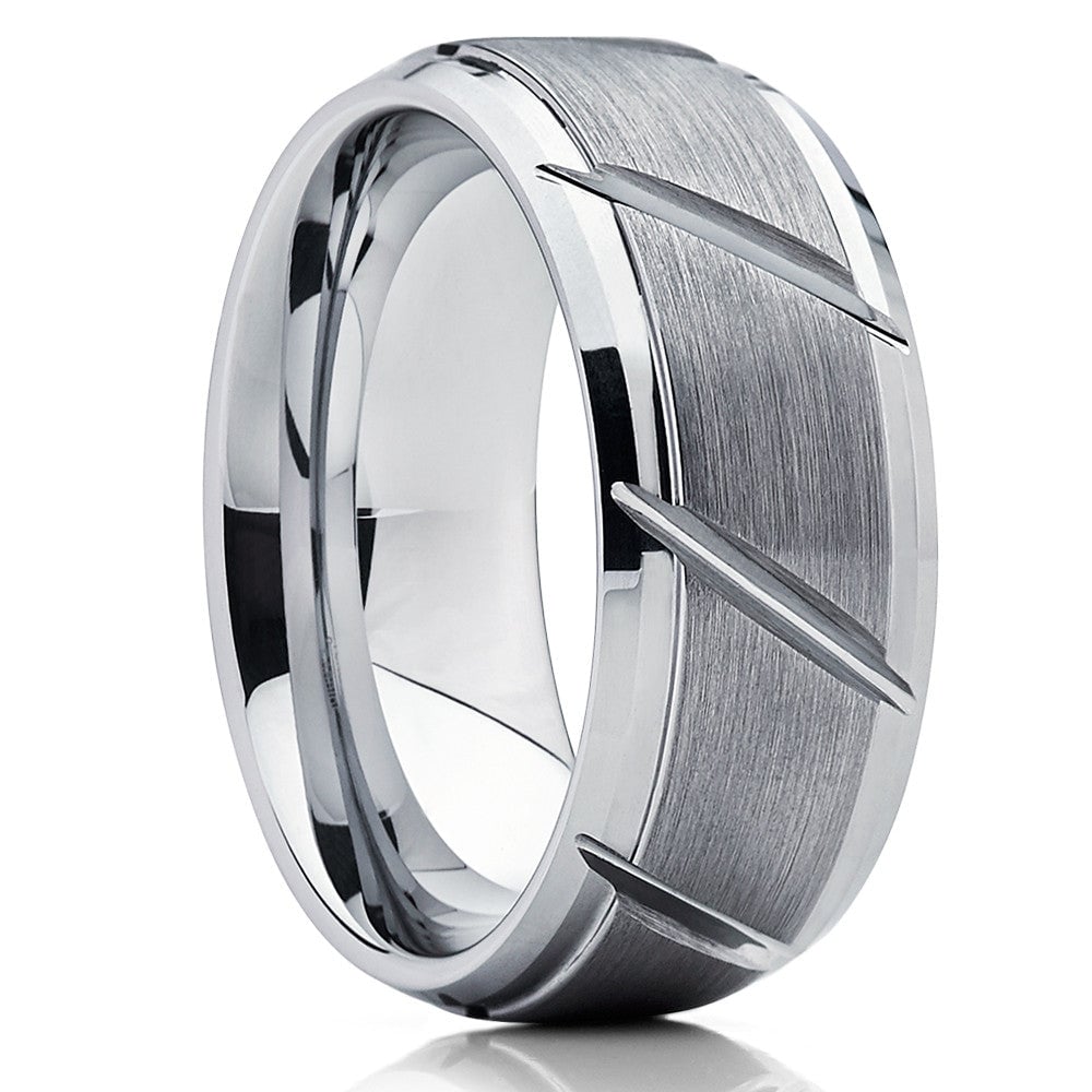 Tungsten Carbide Wedding Ring 9mm Silver Engagement Ring Comfortable Fit Cobalt Free Image 4