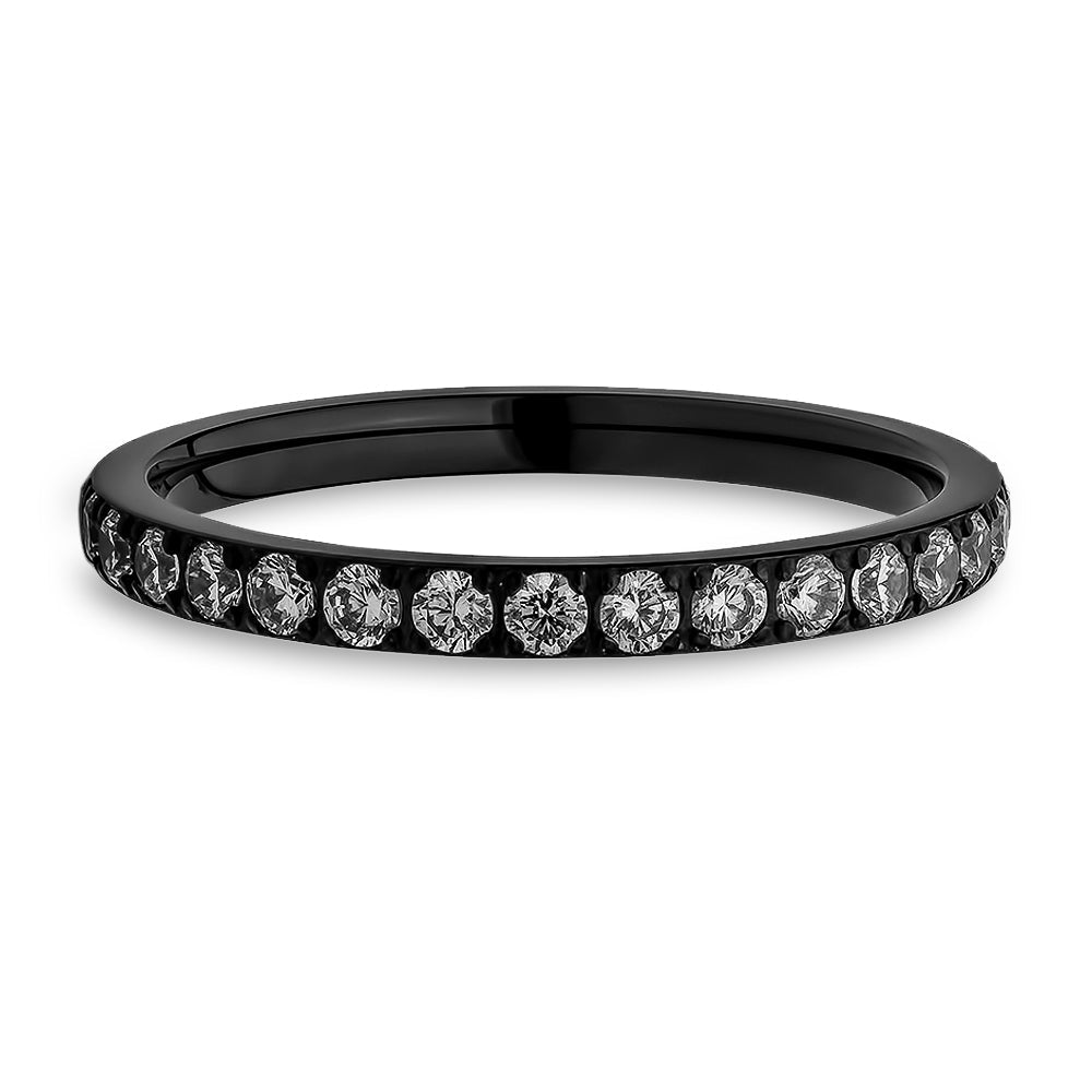 Black Eternity Ring Titanium Ring CZ Wedding Ring Ladies Wedding Ring Image 2
