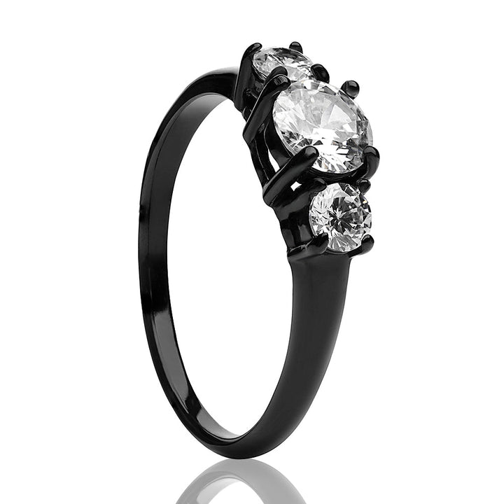 Black Titanium Ring Solitaire Wedding Ring Engagement Ring Anniversary Ring CZ Image 1
