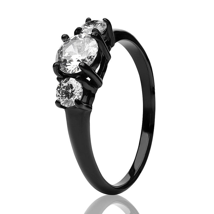 Black Titanium Ring Solitaire Wedding Ring Engagement Ring Anniversary Ring CZ Image 2