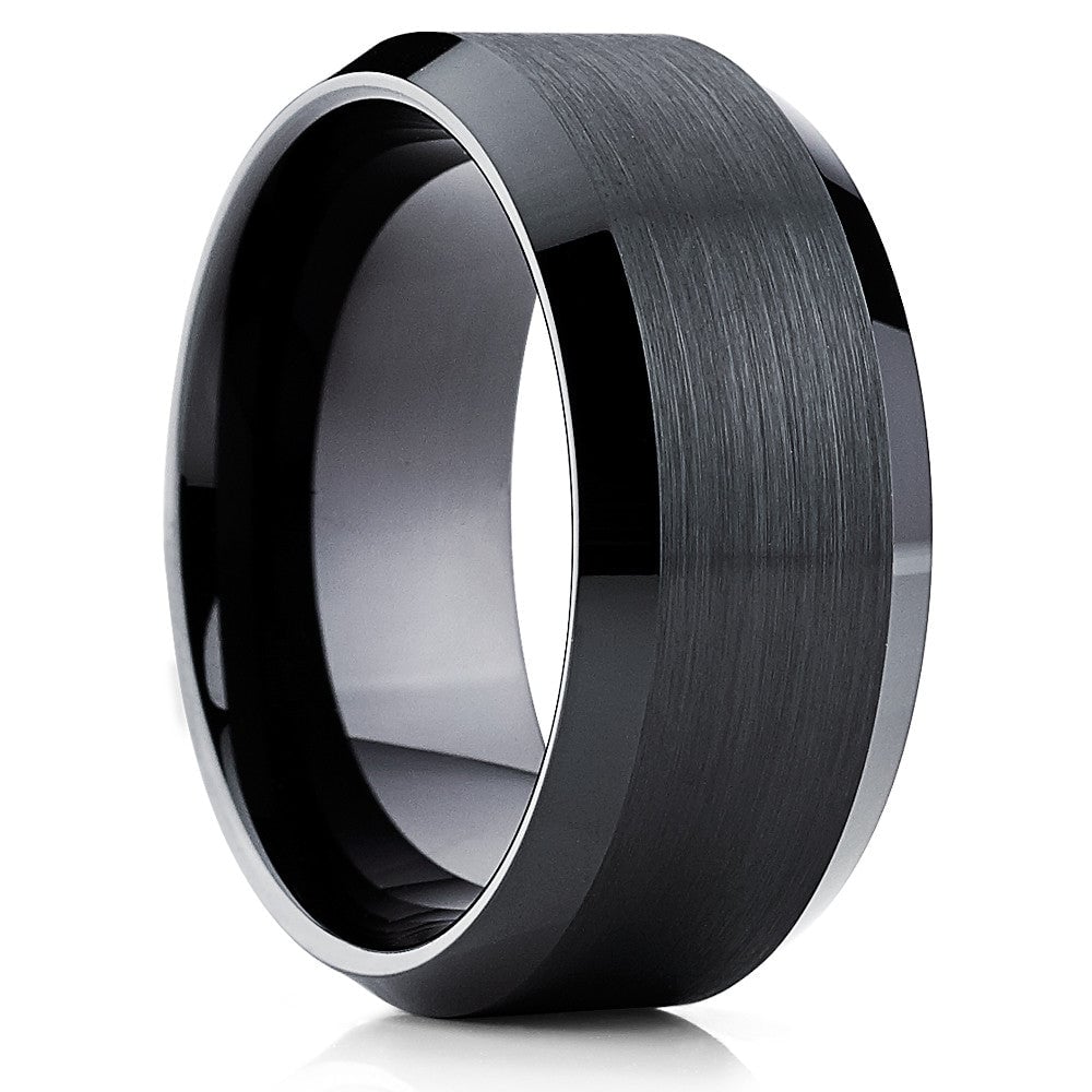 10mm Black Tungsten Carbide Wedding Ring Comfort Fit Hypoallergenic Size 7-15 Image 4