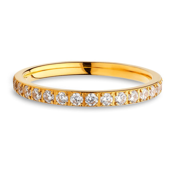 2mm Yellow Gold Titanium Eternity Ring Ladies Wedding Ring Lab Created CZ Image 2