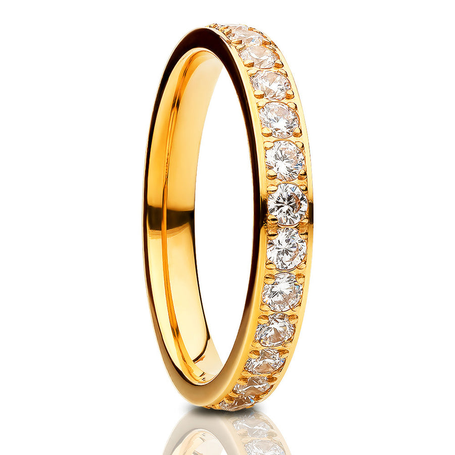 3mm Yellow Gold Eternity Ring Titanium Wedding Ring Anniversary Ring Image 1