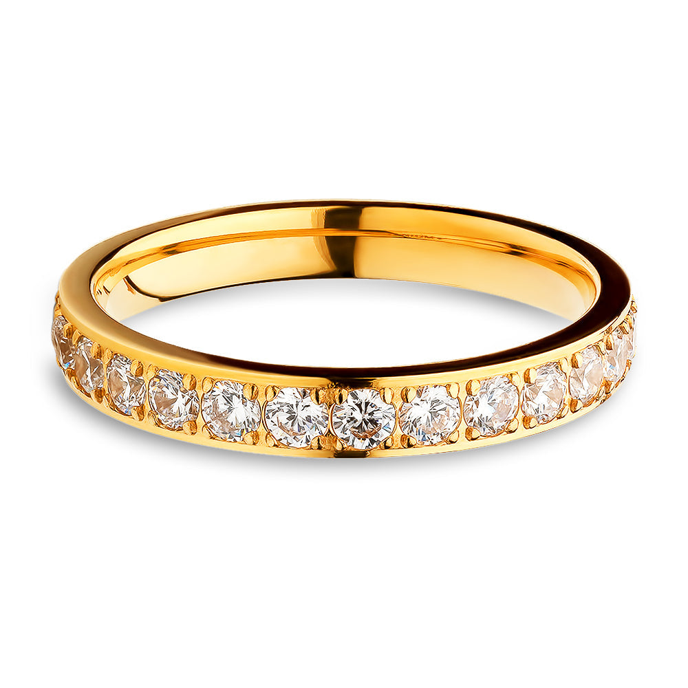 3mm Yellow Gold Eternity Ring Titanium Wedding Ring Anniversary Ring Image 2