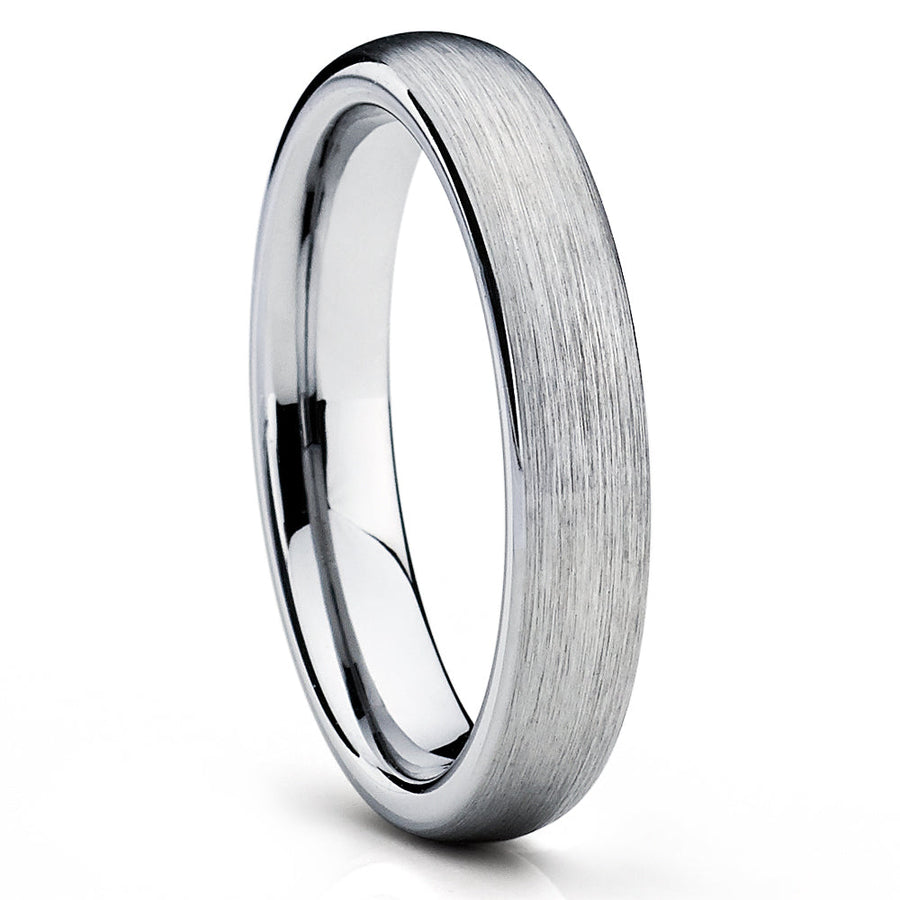 4mm Tungsten Wedding Ring Silver Wedding Ring Tungsten Wedding Ring Brush Image 1