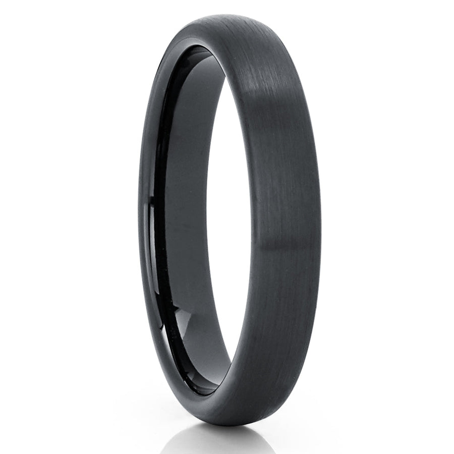 4mm Black Tungsten Carbide Wedding Ring Comfort Fit Anniversary Engagement Ring Image 1