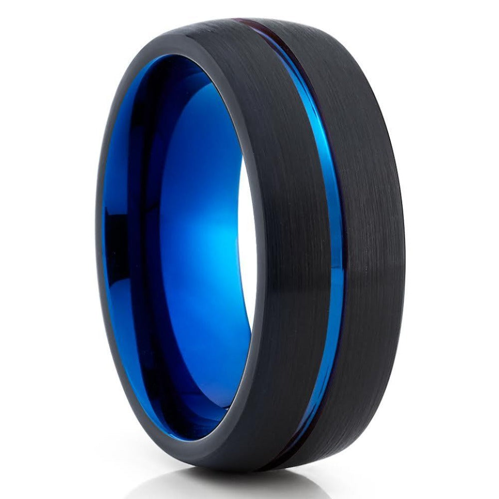 6mm Black Tungsten Ring Blue Tungsten Ring Engagement Ring Black Tungsten Image 1