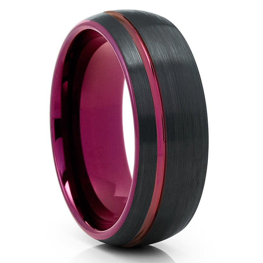6mm Black Tungsten Ring Purple Wedding Ring Tungsten Carbide Ring Purple Ring Image 1