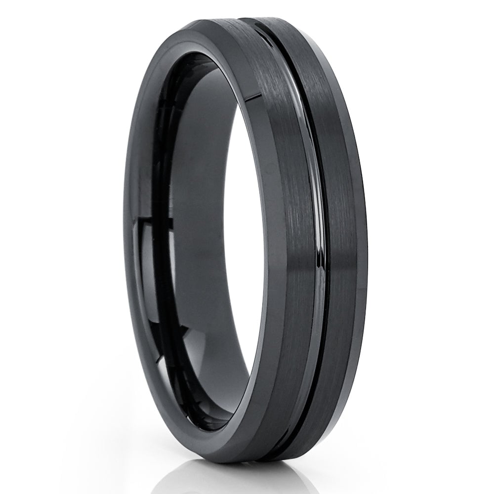 6mm Black Tungsten Ring Tungsten Carbide Ring Engagement Ring Black Wedding Ring Image 4