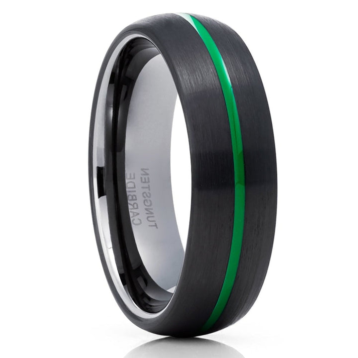 6mm Black Green Tungsten Wedding Engagement Ring Comfort Fit Cobalt Free Image 1