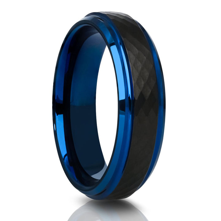 Blue Black Tungsten Carbide Wedding Ring 6mm Comfort Fit Anniversary Band Size 5-13 Image 4