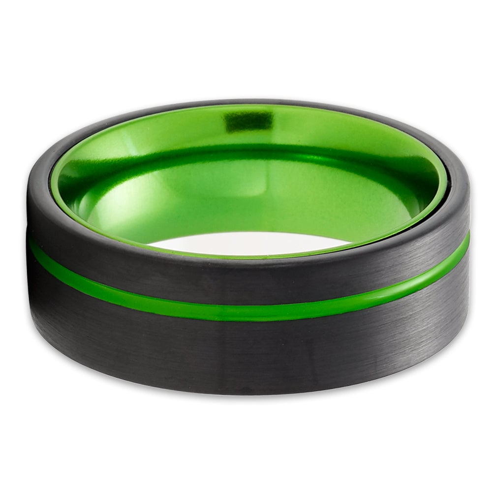 Green Black Tungsten Wedding Ring 6mm Comfort Fit Tungsten Carbide Engagement Ring Image 2