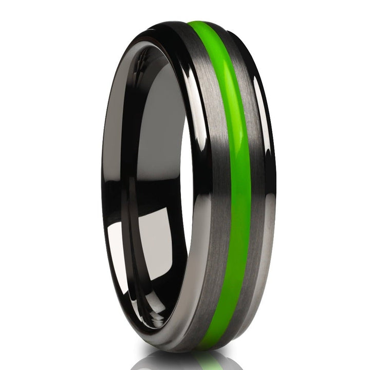 6mm Gunmetal Green Tungsten Wedding Ring Comfort Fit Cobalt Free Jewelry Grade Image 1