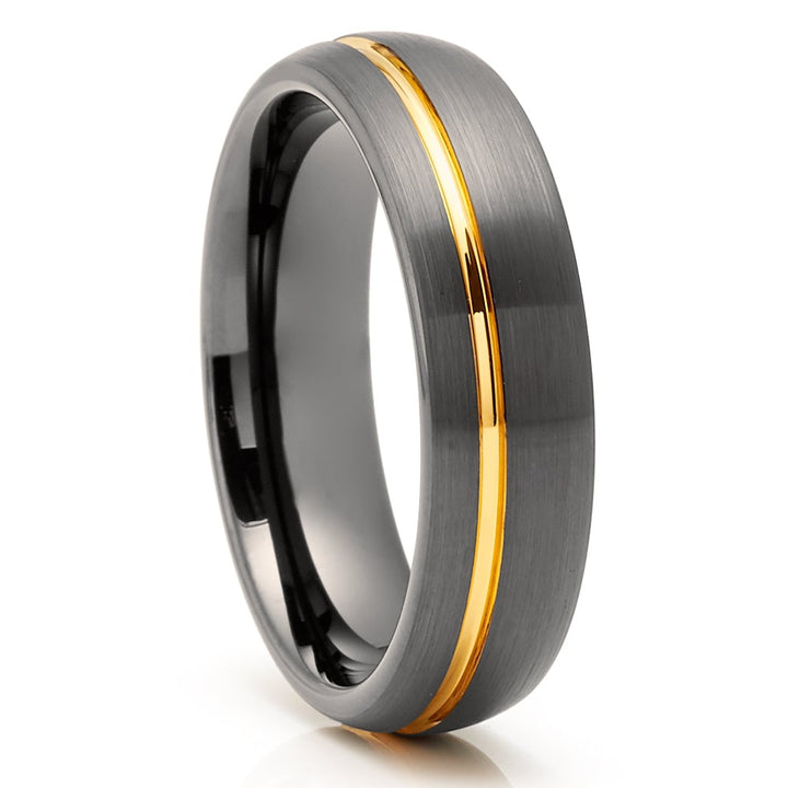 Gunmetal Yellow Gold Tungsten Carbide Wedding Ring 6mm Comfort Fit Anniversary Image 1