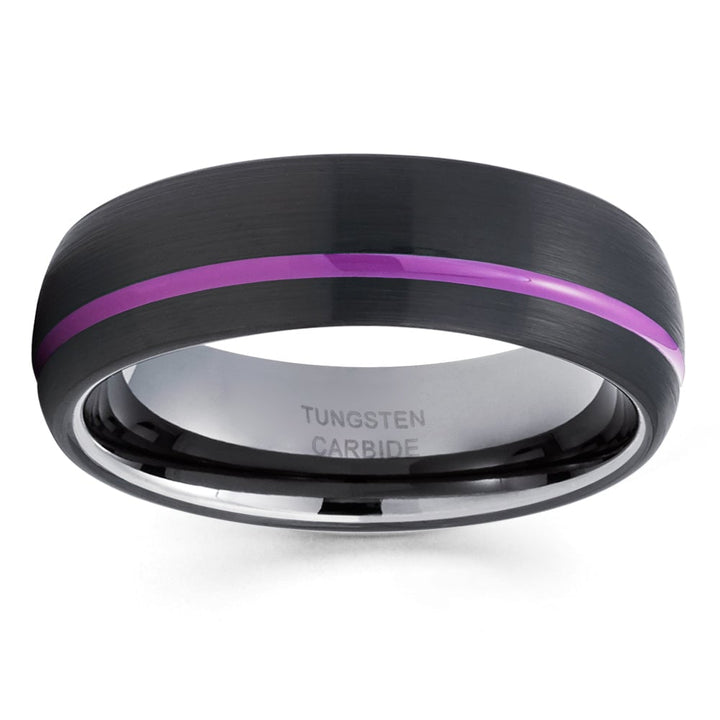 6mm Purple Tungsten Carbide Wedding Ring Black Comfort Fit Engagement Band Image 2