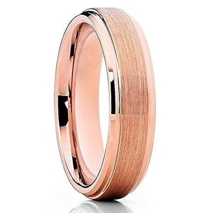 6mm Rose Gold Tungsten Carbide Wedding Ring Brushed Comfort Fit Cobalt Free Image 1