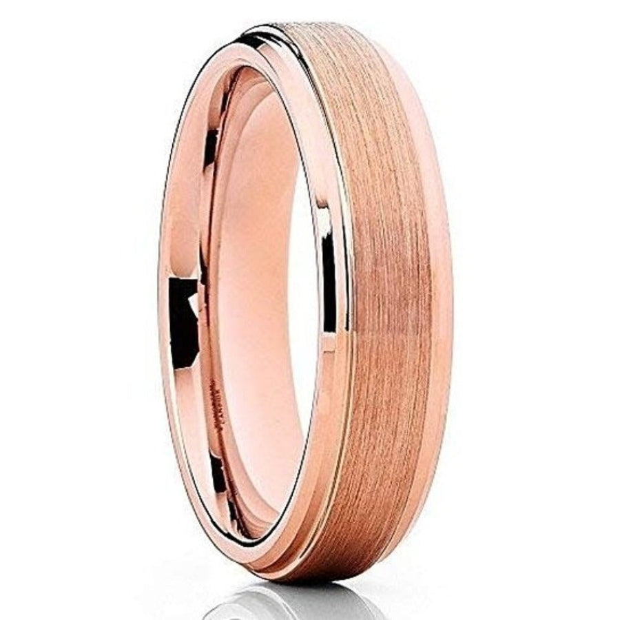 6mm Rose Gold Tungsten Carbide Wedding Ring Brushed Comfort Fit Cobalt Free Image 1