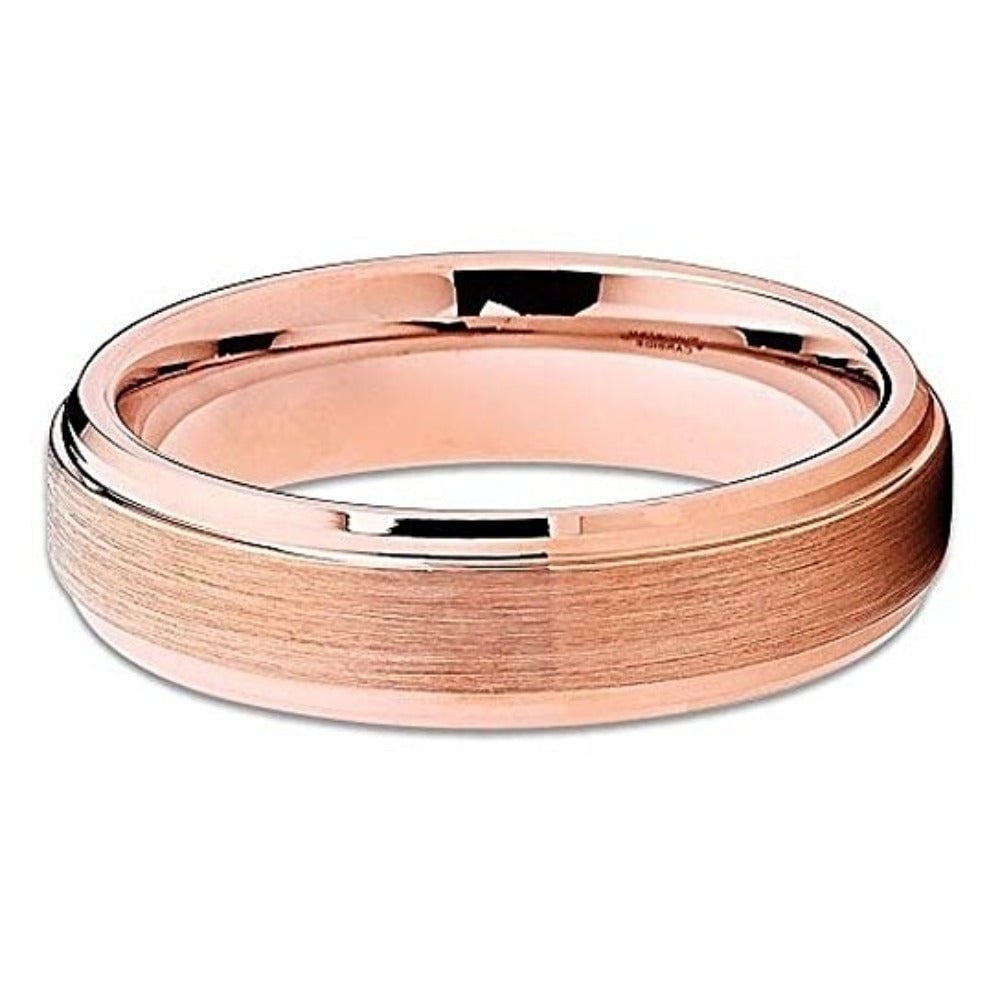 6mm Rose Gold Tungsten Carbide Wedding Ring Brushed Comfort Fit Cobalt Free Image 2