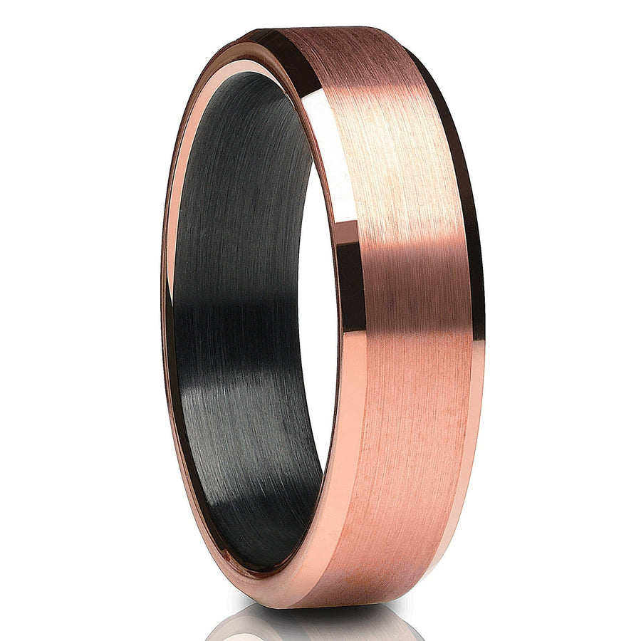 6mm Rose Gold Tungsten Carbide Wedding Engagement Ring Comfort Fit Matte Finish Image 1