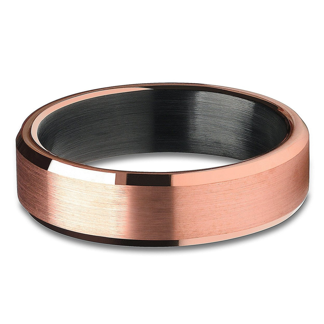 6mm Rose Gold Tungsten Carbide Wedding Engagement Ring Comfort Fit Matte Finish Image 2