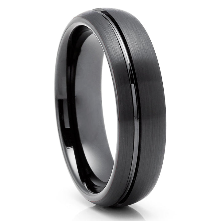 6mm Tungsten Wedding Ring Black Tungsten Ring Unique Tungsten Ring Image 1