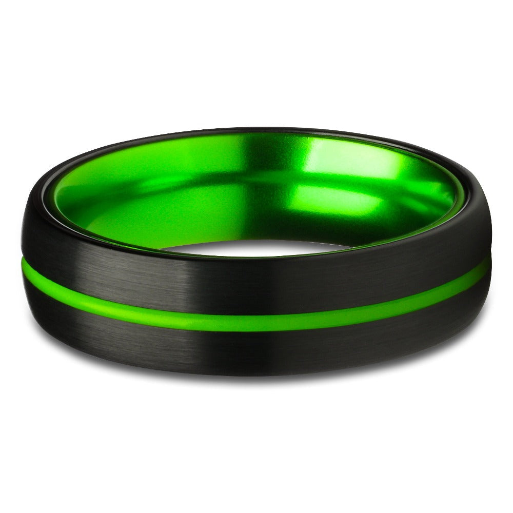 6mm Tungsten Wedding Ring Green Tungsten Ring Black Wedding Ring Image 2