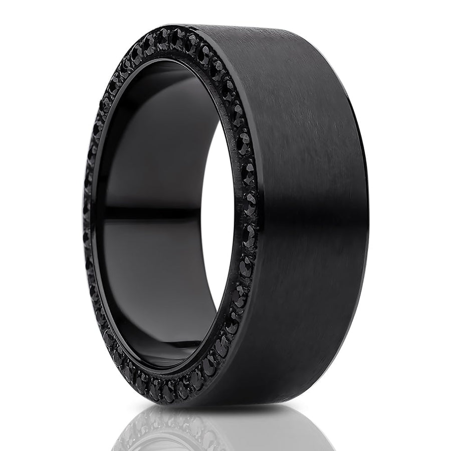 Black Titanium Wedding Ring Engagement Ring CZ Wedding Ring Mans Wedding Ring Image 1