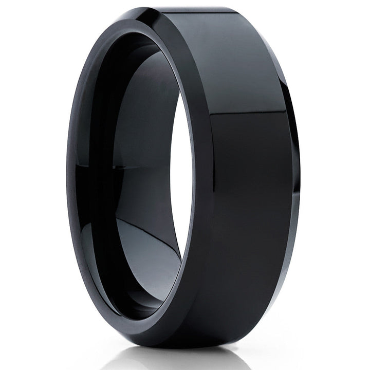 Black Tungsten Ring 8mm Wedding Ring Anniversary Ring Engagement Ring Image 1