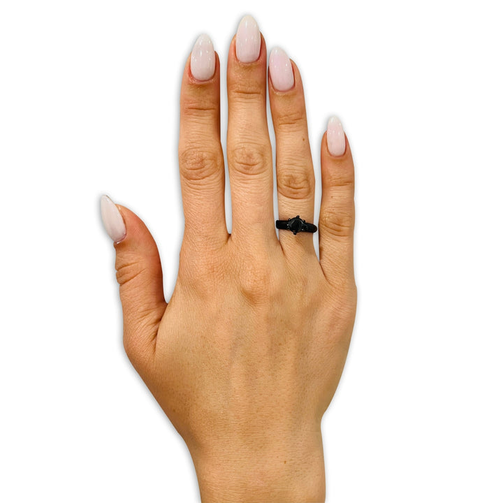 Black Titanium Wedding Ring Solitaire Wedding Ring CZ Wedding Ring Engagement Ring Image 3