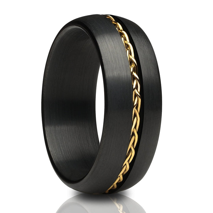 Black Tungsten Ring Braid Wedding Ring 8mm Wedding Ring Black Tungsten Ring Image 1