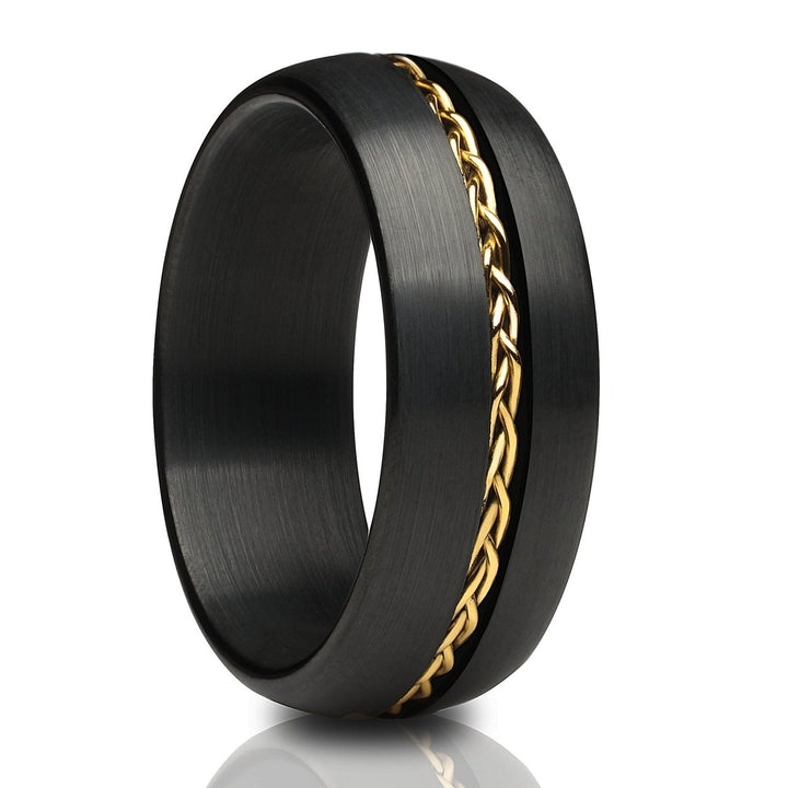 Black Tungsten Wedding Ring 8mm Comfort Fit Braid Design Cobalt Free Image 1