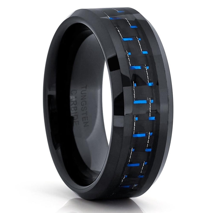 Black Tungsten Ring Carbonfiber Ring 8mm Wedding Ring Tungsten Carbide Ring Unique Image 4