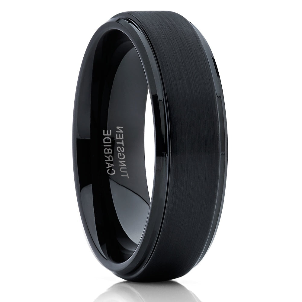 Black Tungsten Ring Tungsten Carbide Ring Engagement Ring 8mm Wedding Ring Image 1